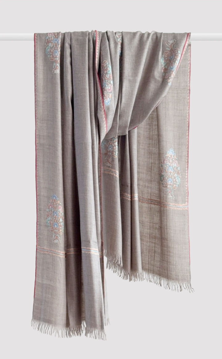Pashmina Hand-Embroidered Flintstone Shawl