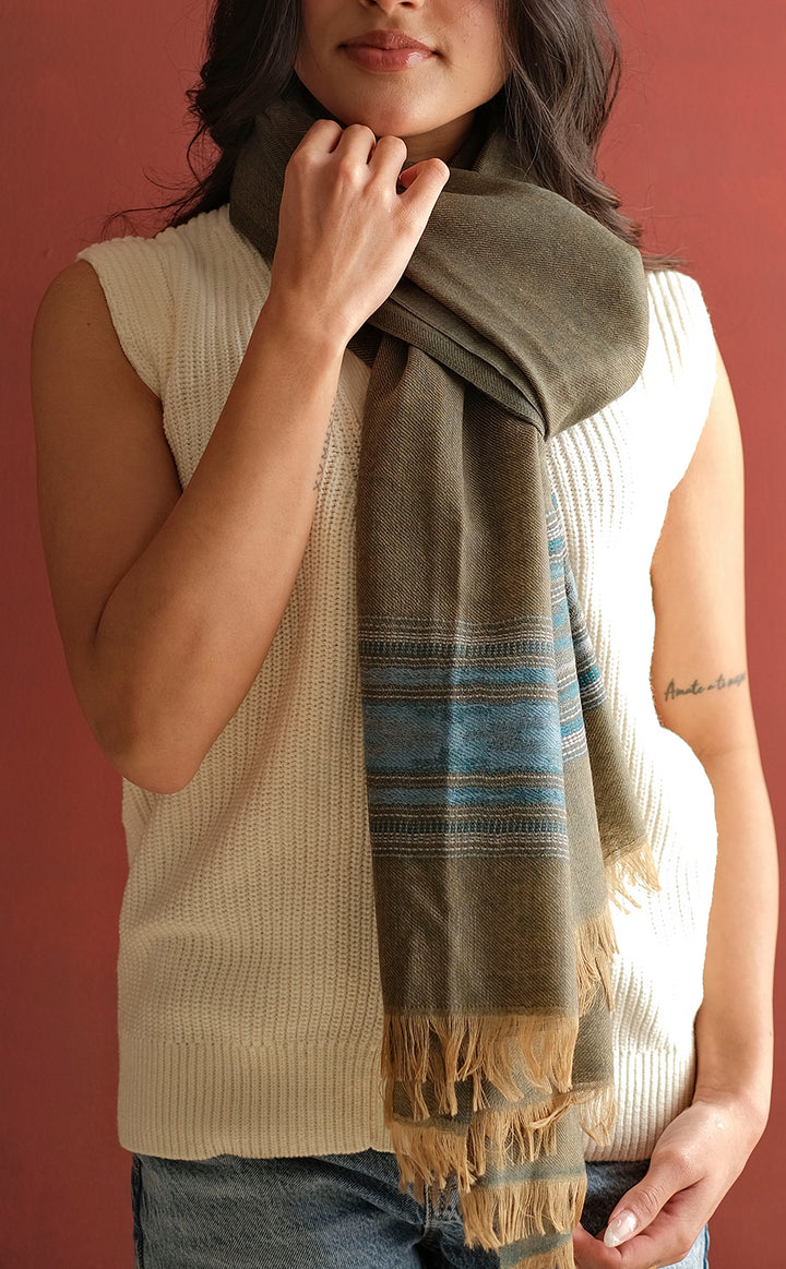 Olive Kilim Shawl