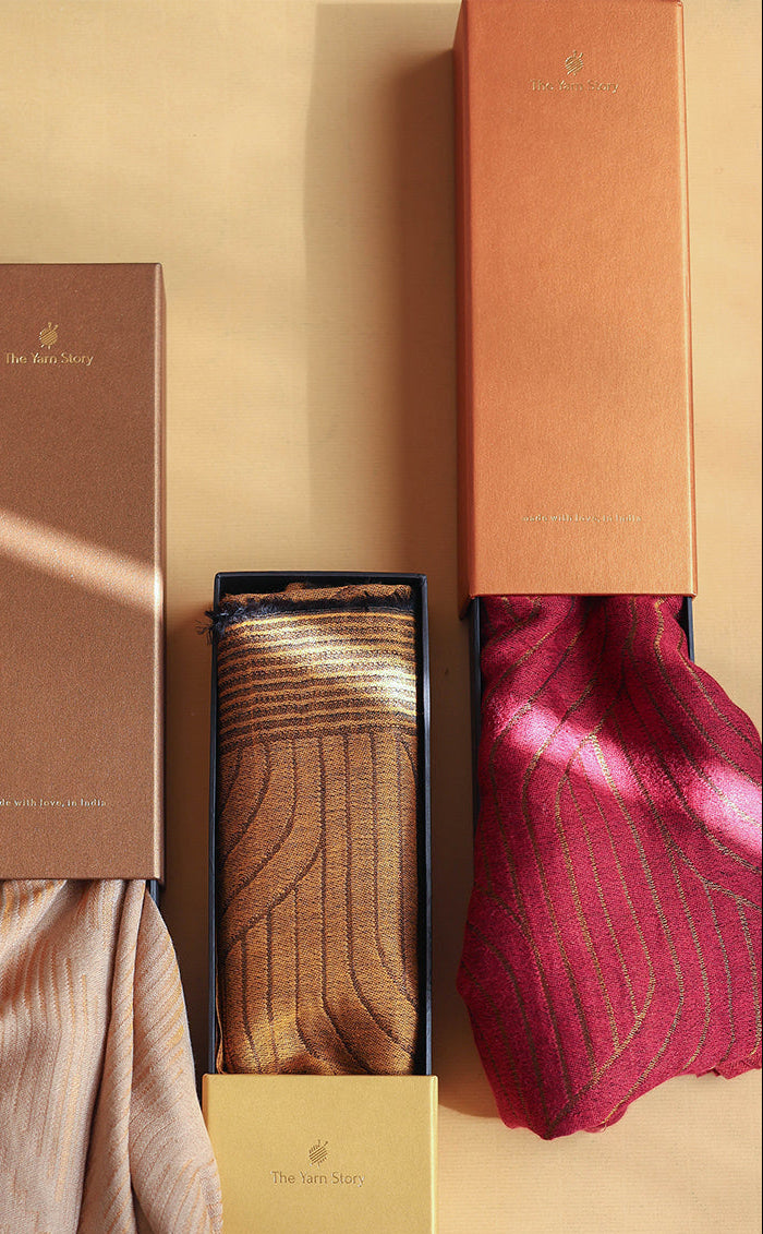 Gilded Ruby Zari Stole