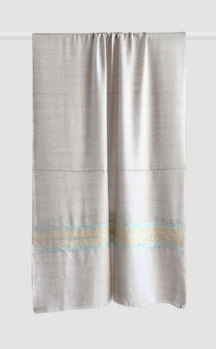 Stone Gray Stripe Zari Stole