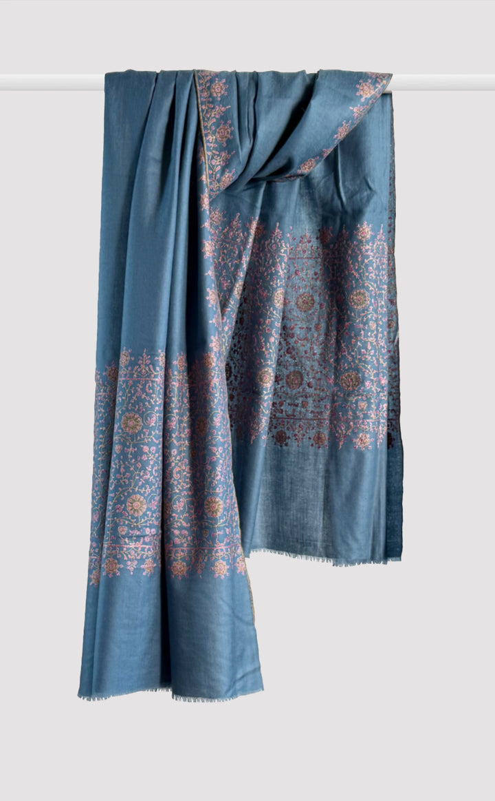 Pashmina Hydrangea Embroidered Shawl