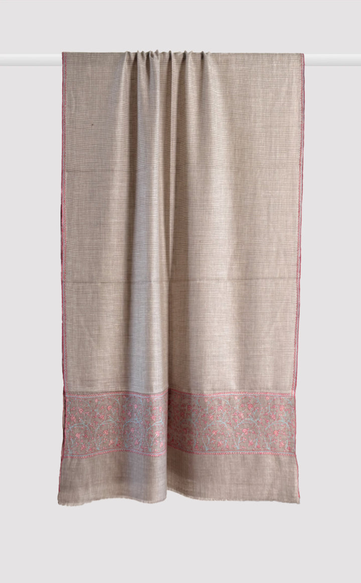 Pashmina Hand-Embroidered Rose Fern Stole