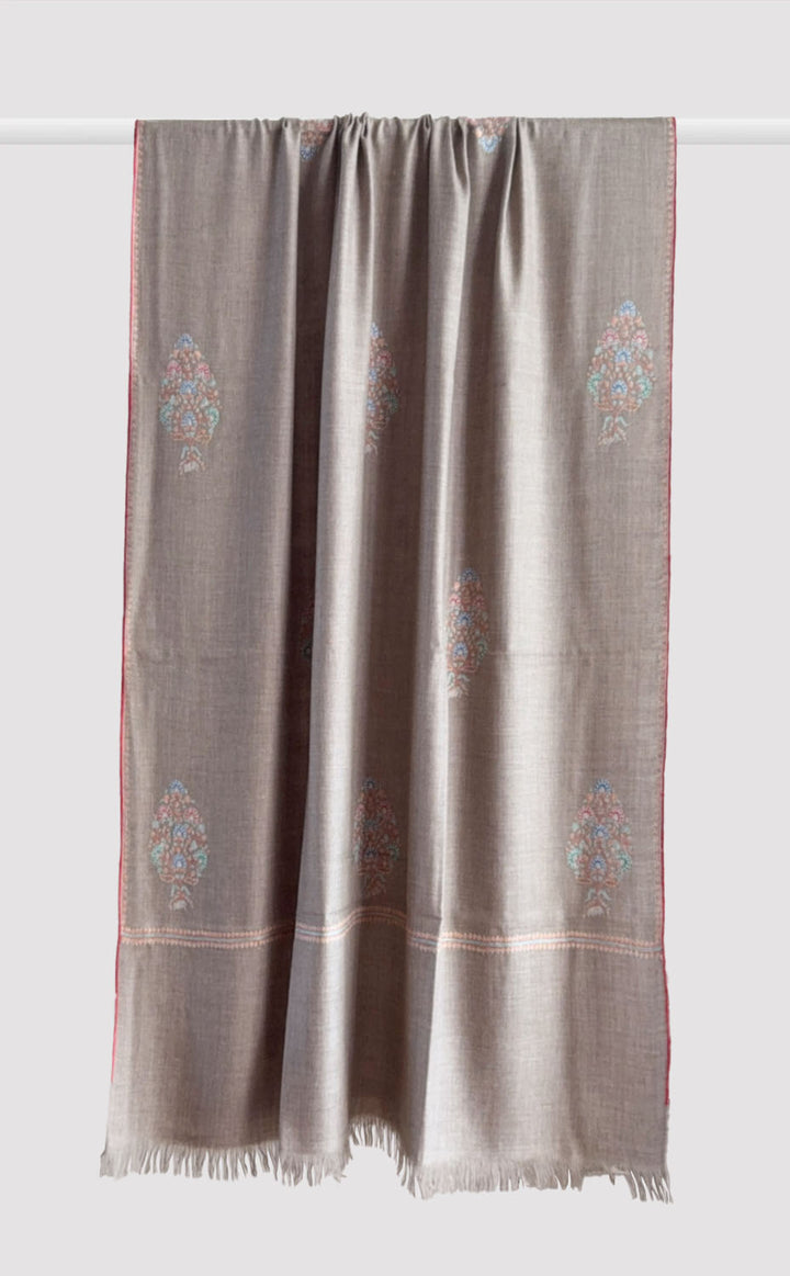 Pashmina Hand-Embroidered Flintstone Shawl