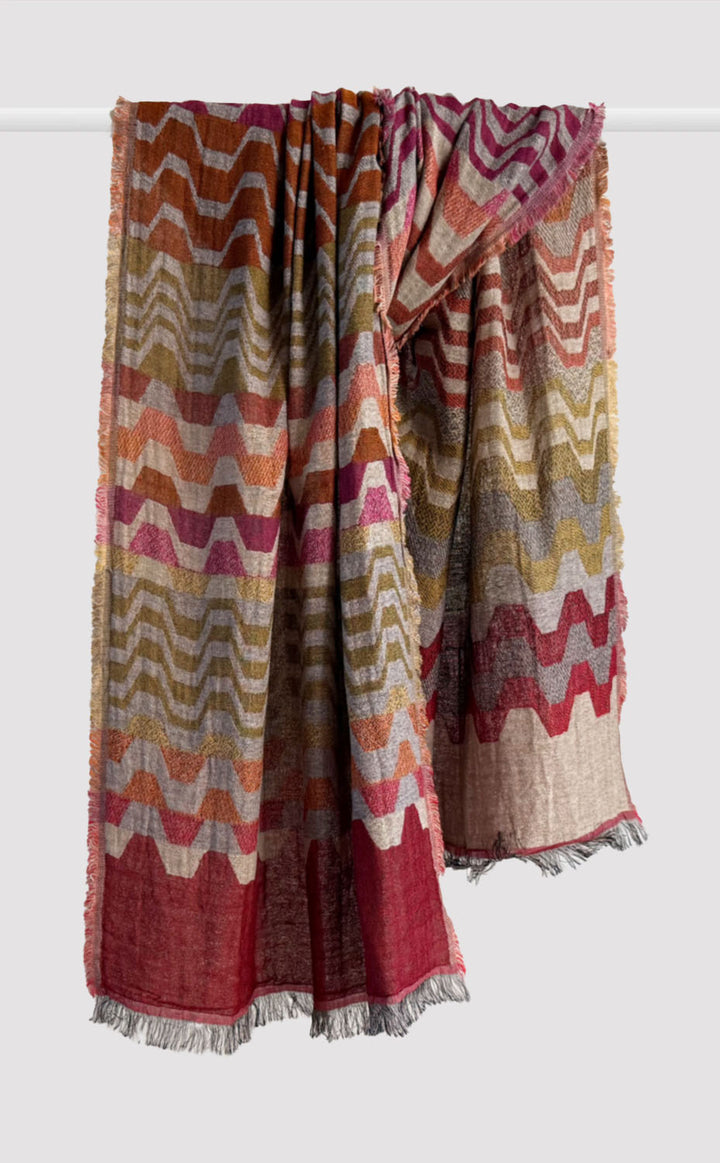 Scarlet wave Wool Reversible Stole