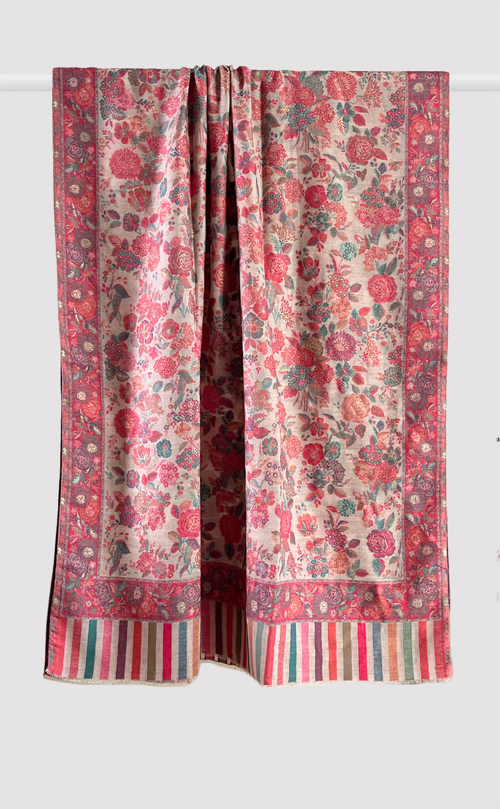 Beige Floral Zari Kani Shawl