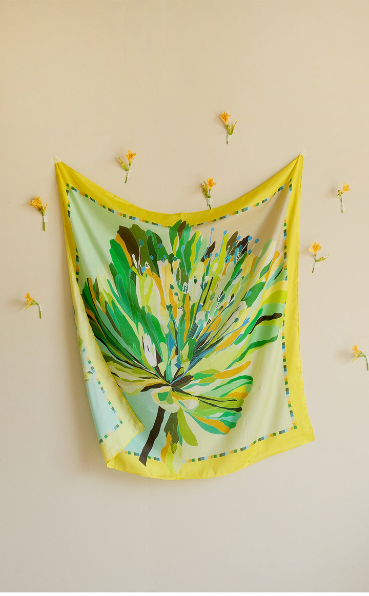 Citron Flora Silk Scarf