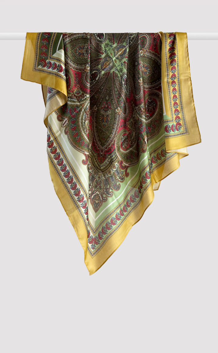 Canary Paisley Silk Scarf