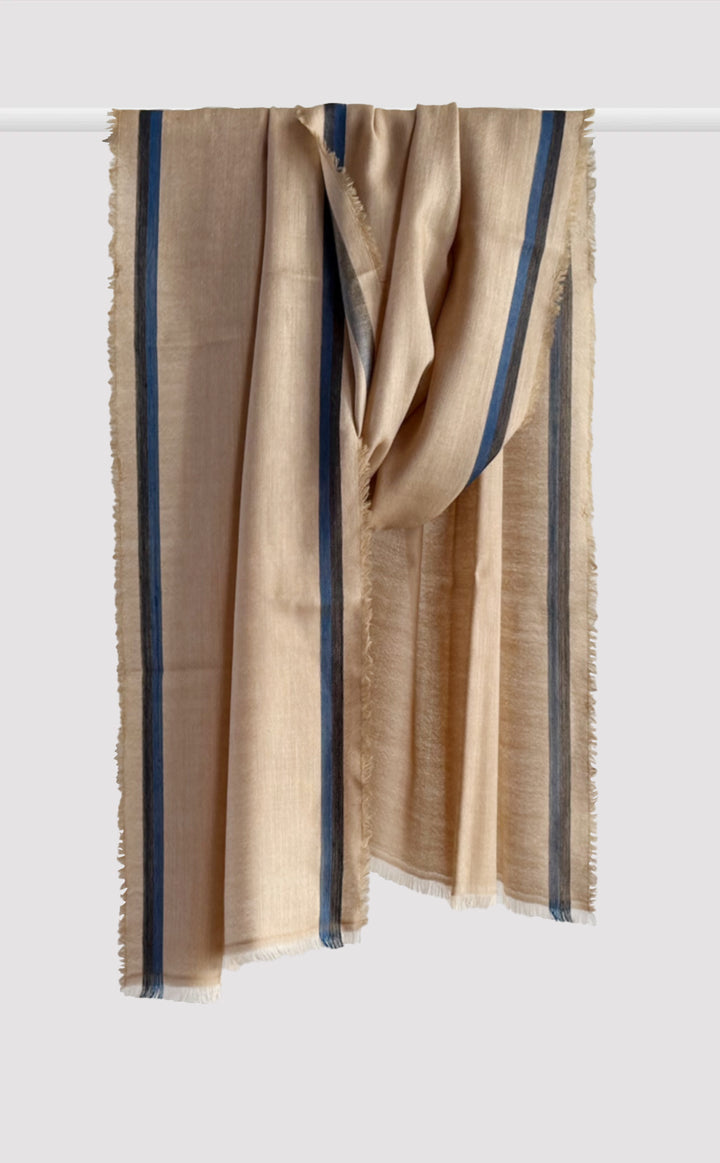 Beige Line Merino Stole