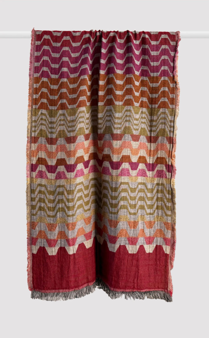 Scarlet wave Wool Reversible Stole