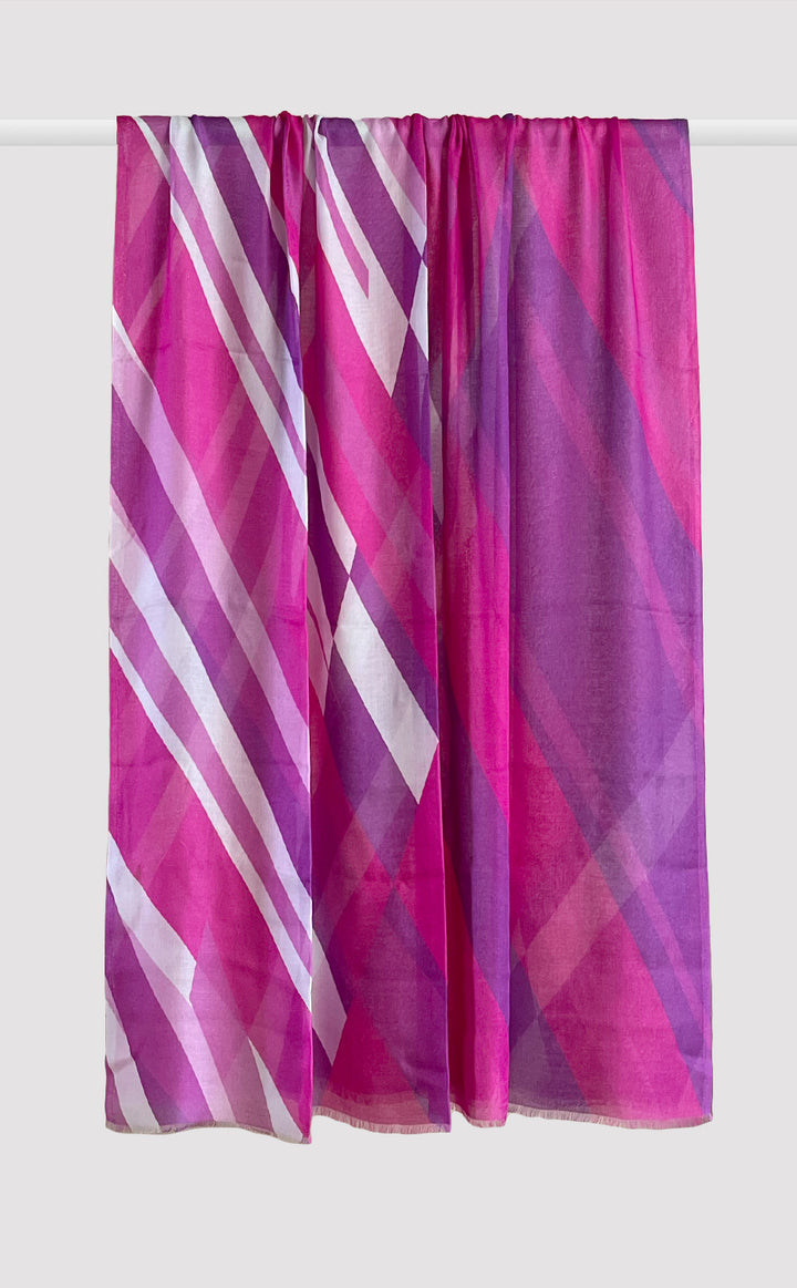 Mauve Stripe Printed Shawl
