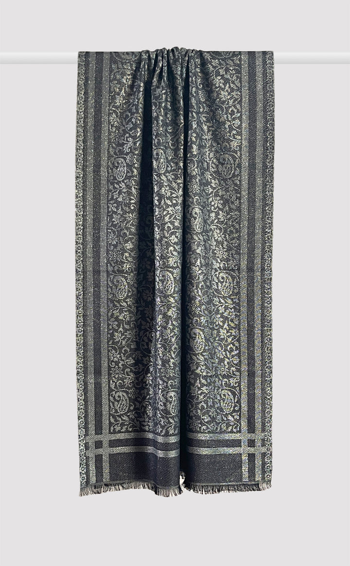 Black Gold Zari Wool Jacquard