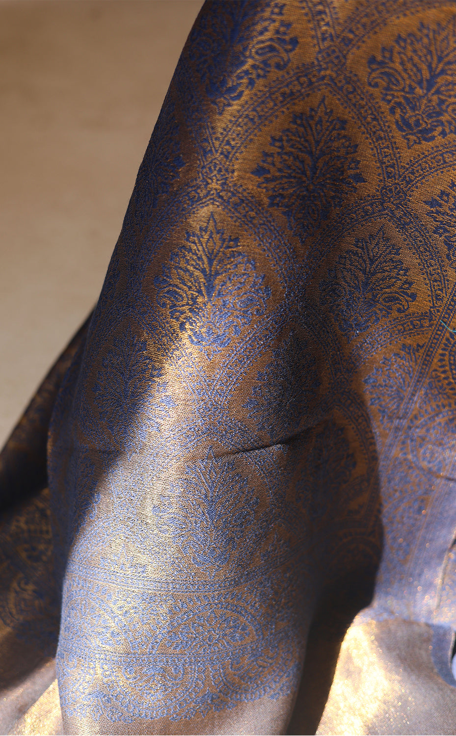 Navy Royal Motif Zari Stole