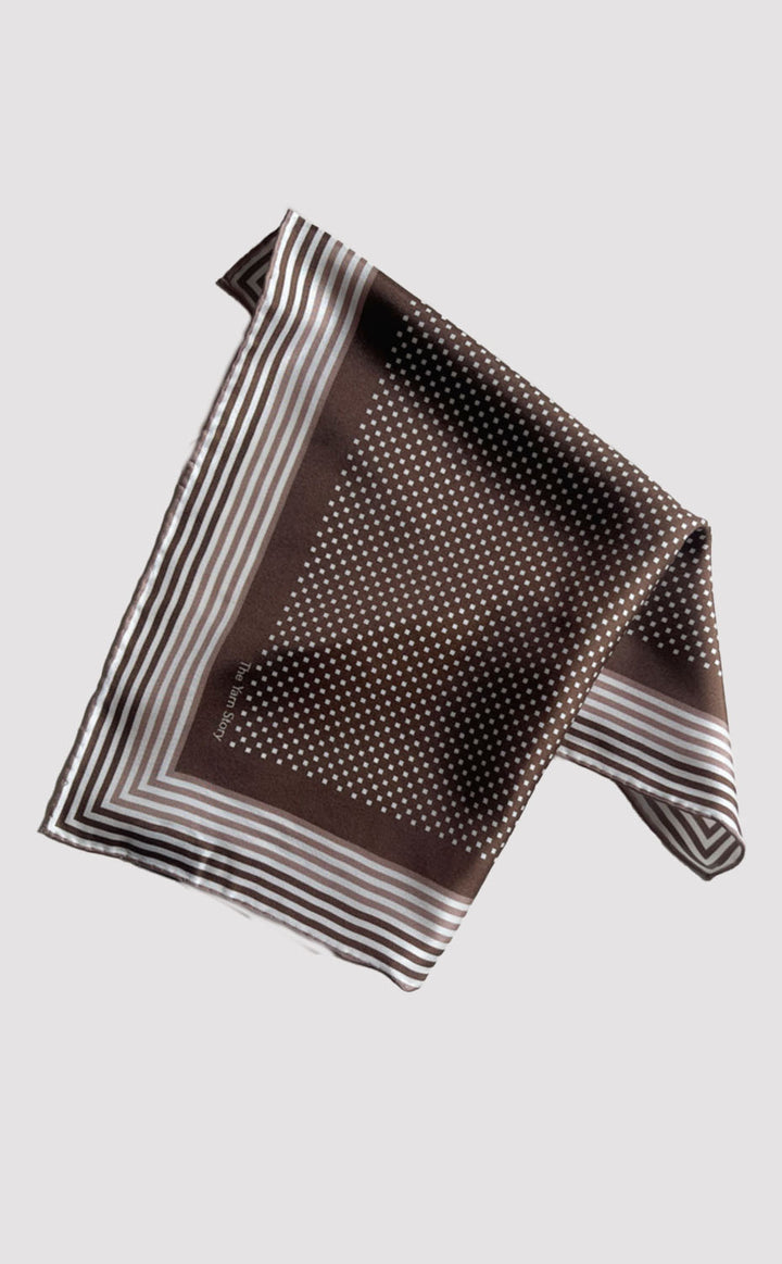 Cocoa Pixel Stripe Pocket Square
