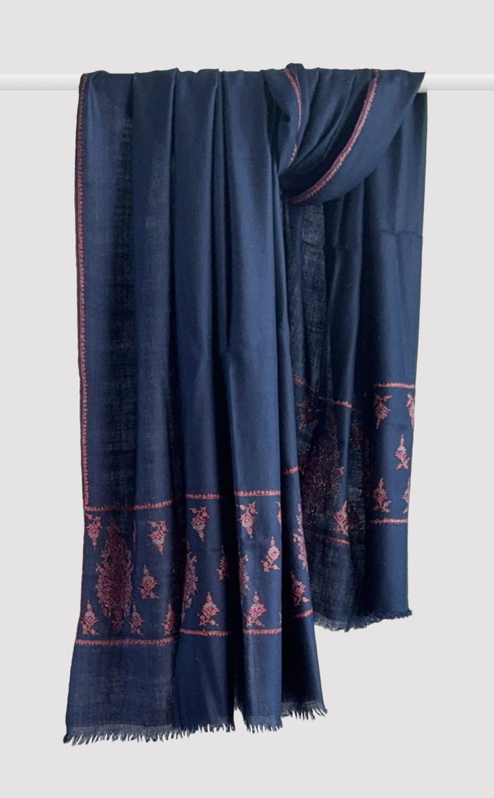 Pashmina Hand-Embroidered Prussian Shawl