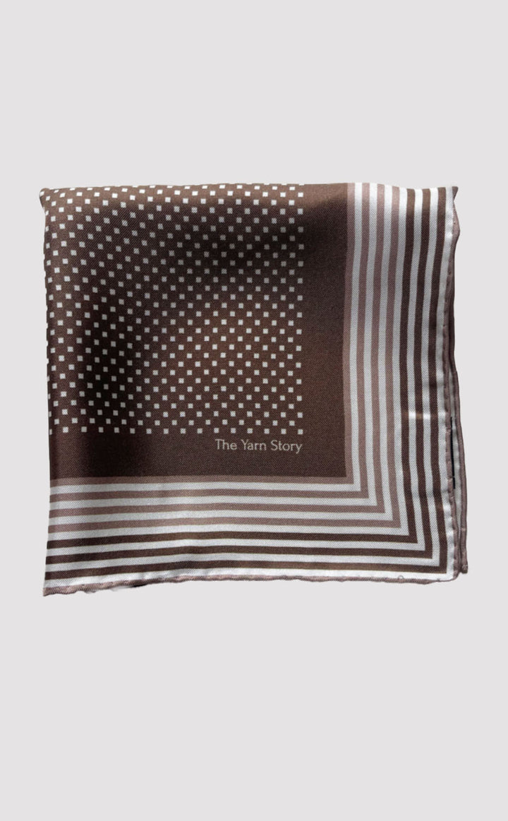 Cocoa Pixel Stripe Pocket Square