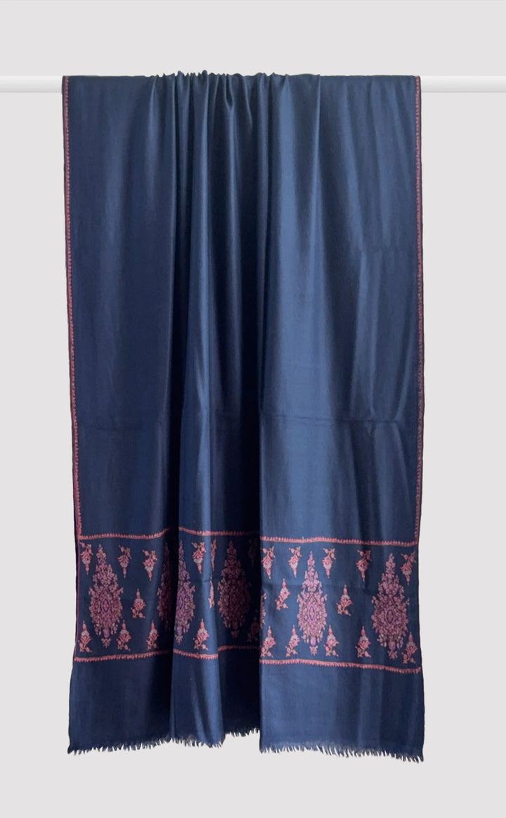 Pashmina Hand-Embroidered Prussian Shawl