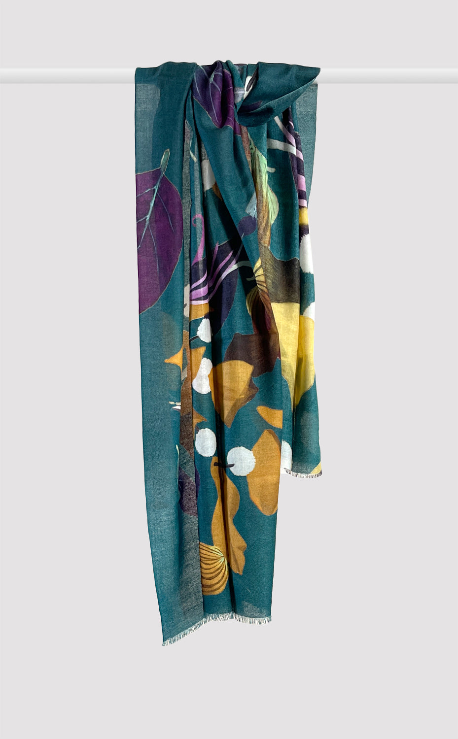 Teal Flora Printed Stole