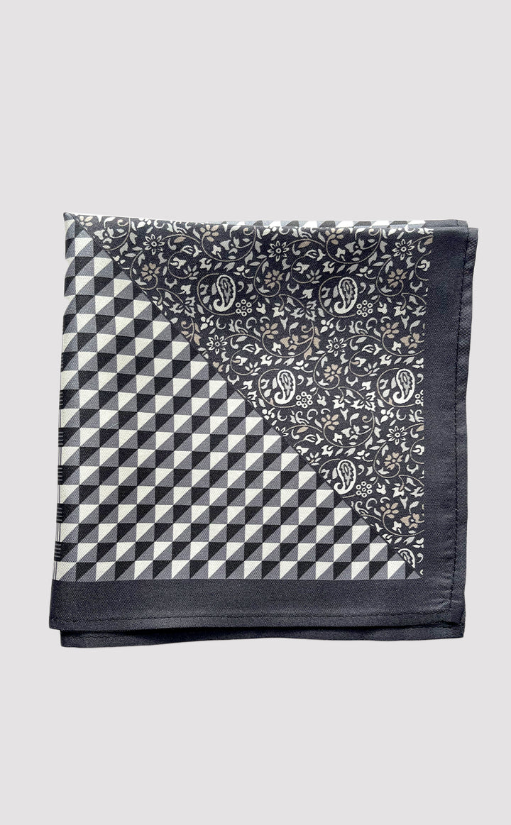Micro Paisley Black Pocket Square