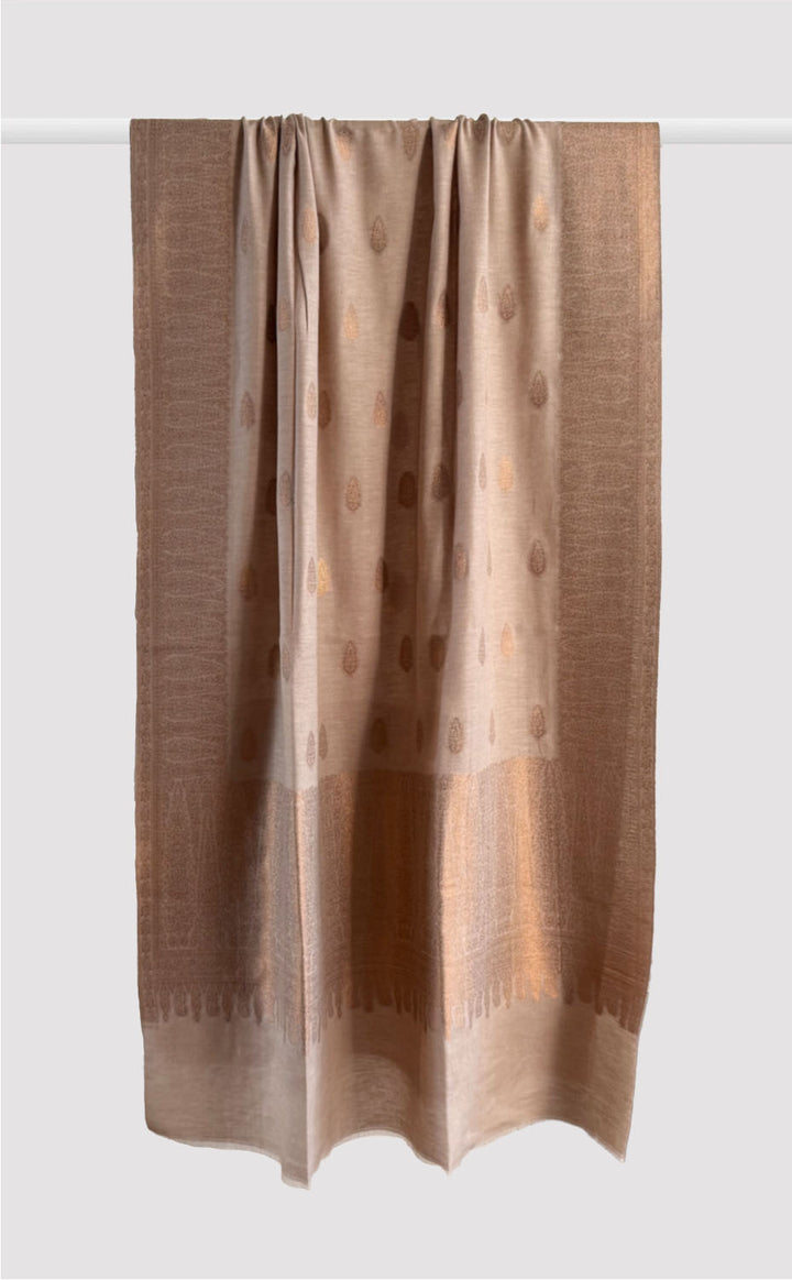 Beige and Gold Zari Kani Shawl