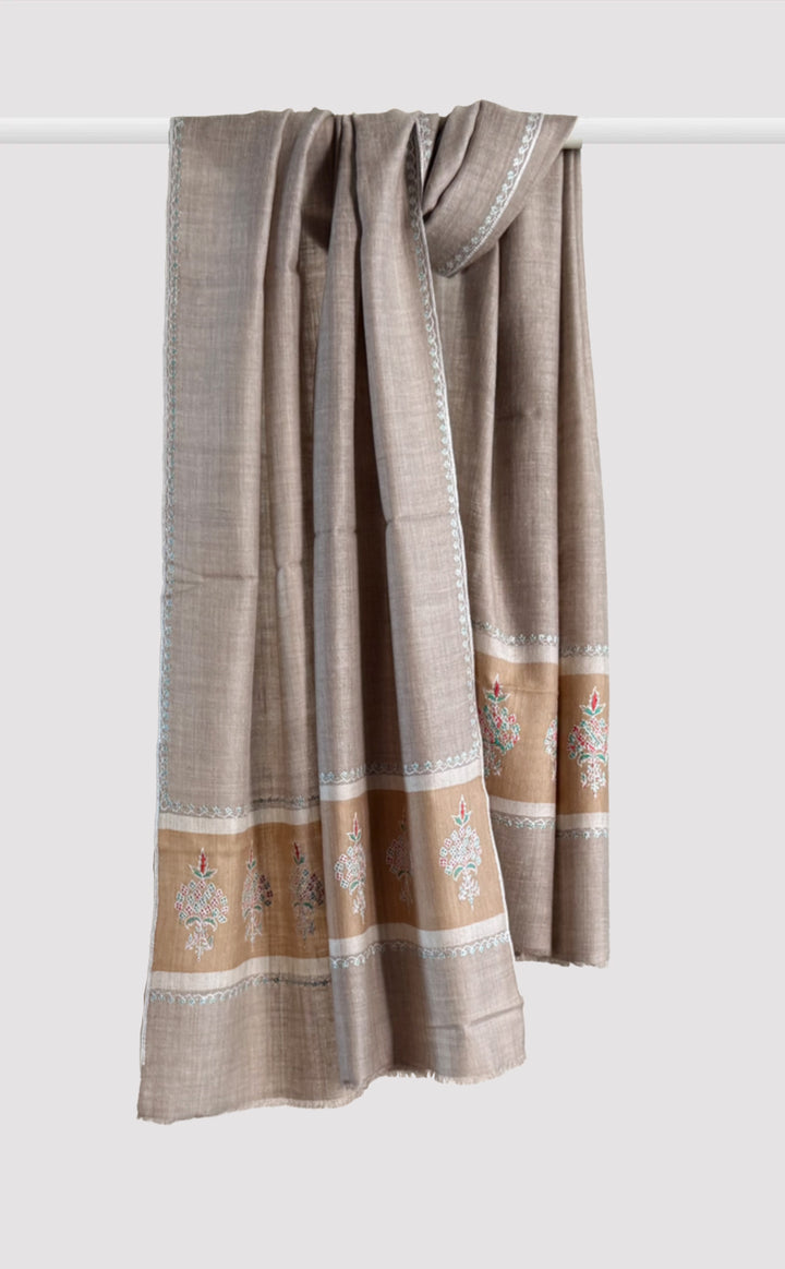 Pashmina Hand-Embroidered Soft Cedar Stole