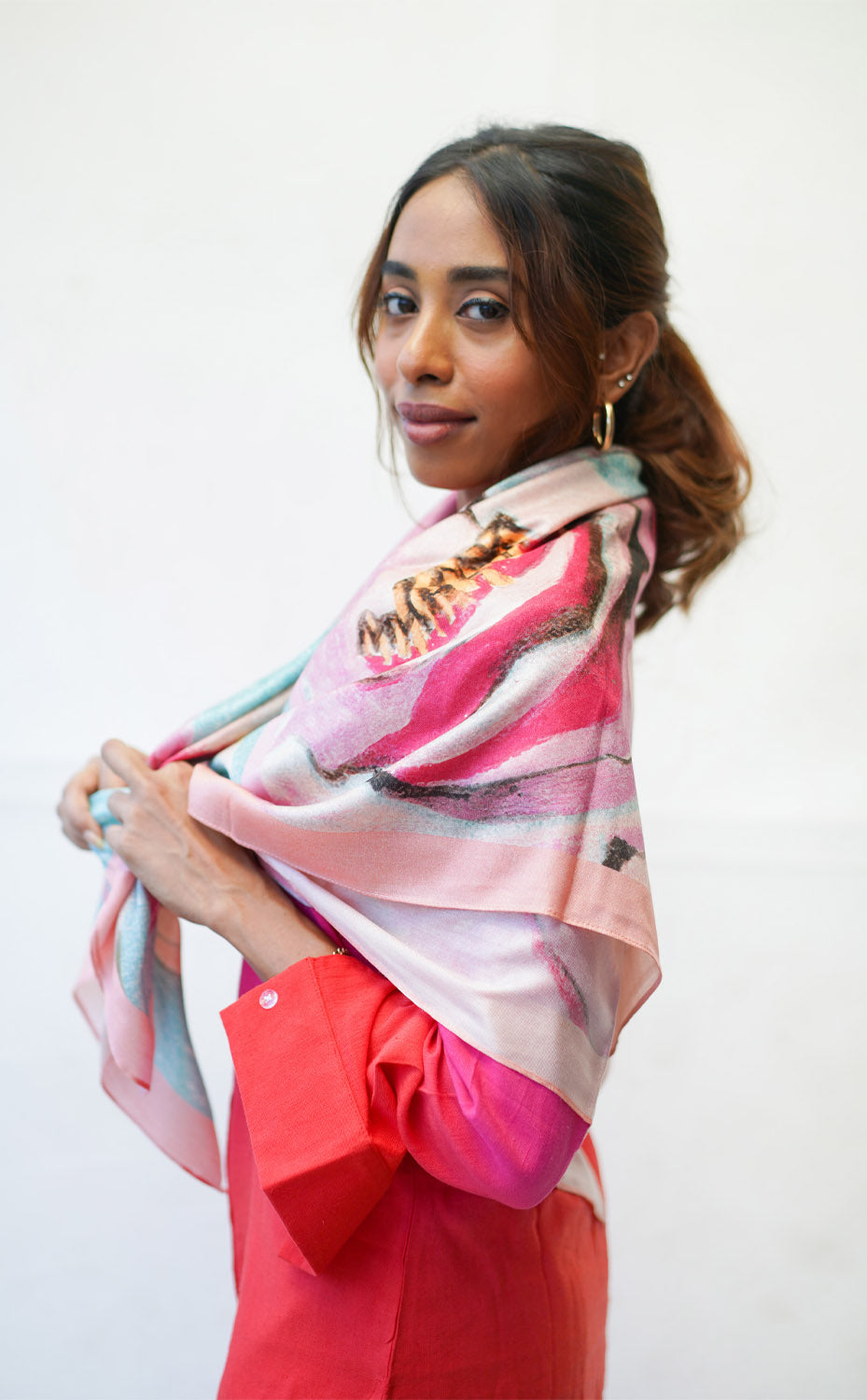 Pastel Floral Silk Scarf Luxurious Foulard Silk Scarf The Yarn Story