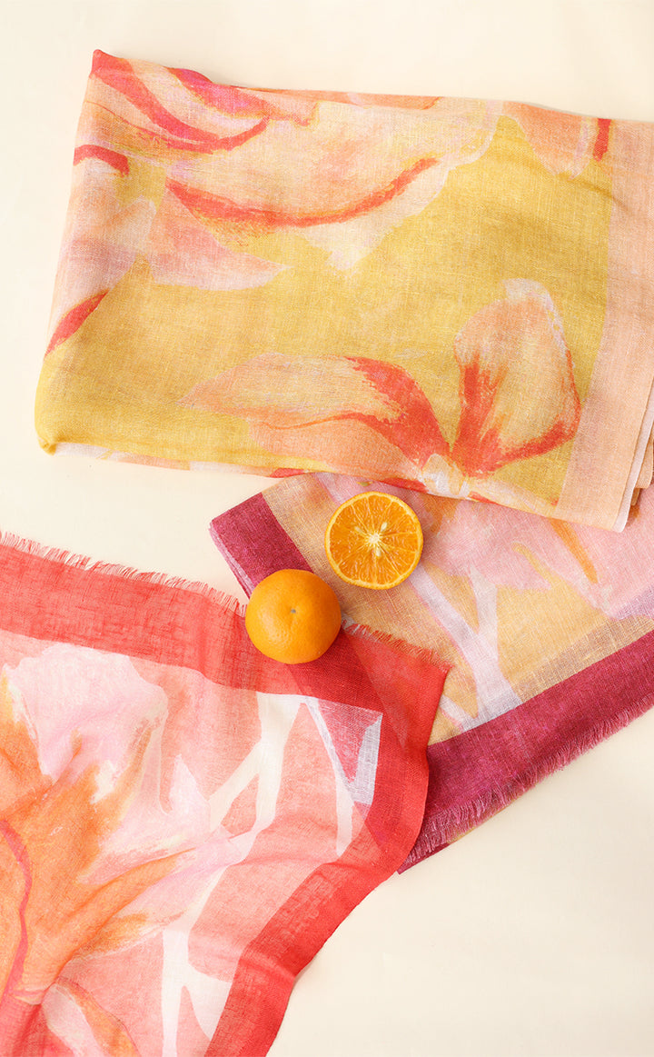 Cherry Peony Linen Modal Stole