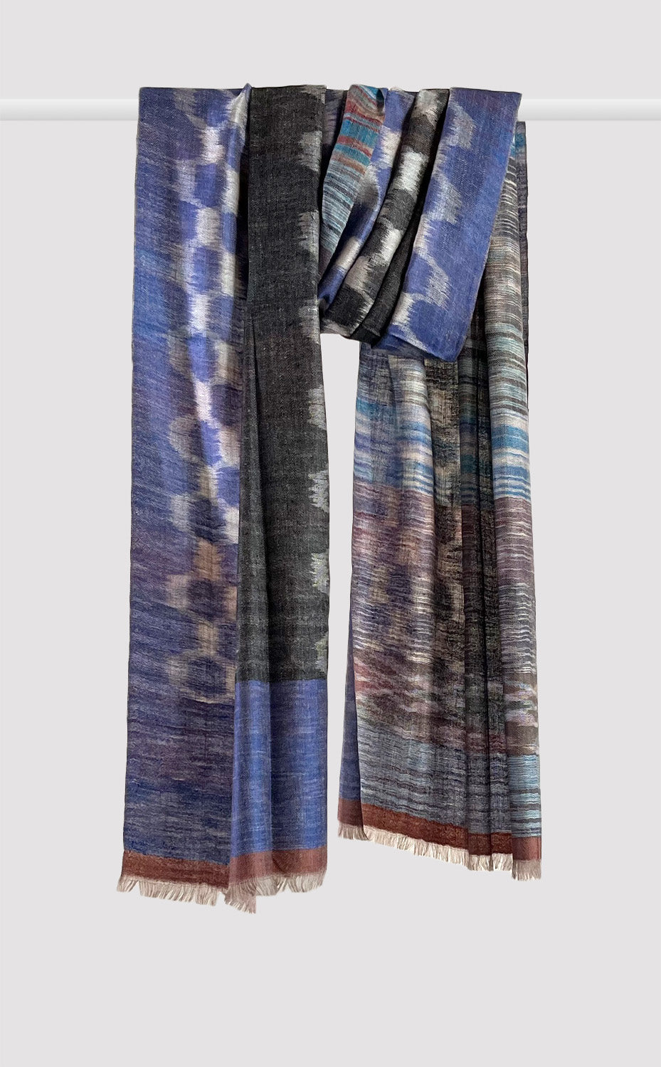 Pashmina Indigo Ikat Reversible Stole