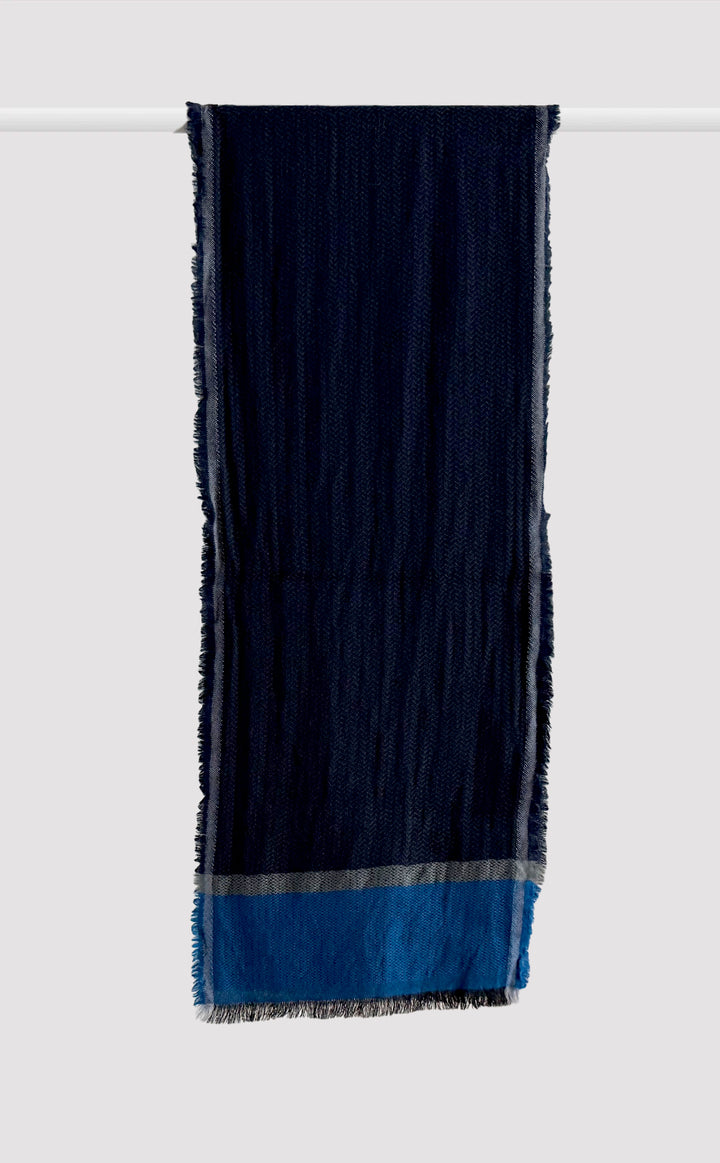 Slate &amp; Sapphire Chevron Wool Muffler