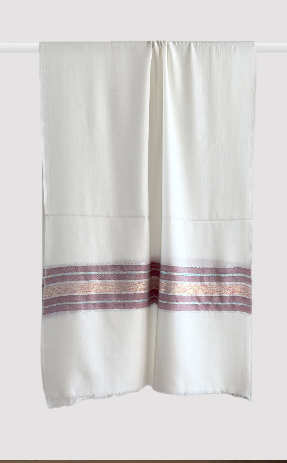 Cream &amp; Crimson Zari Stole