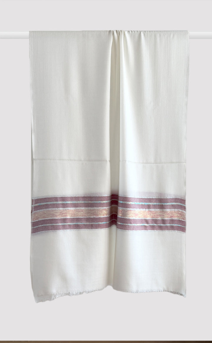 Cream &amp; Crimson Zari Stole