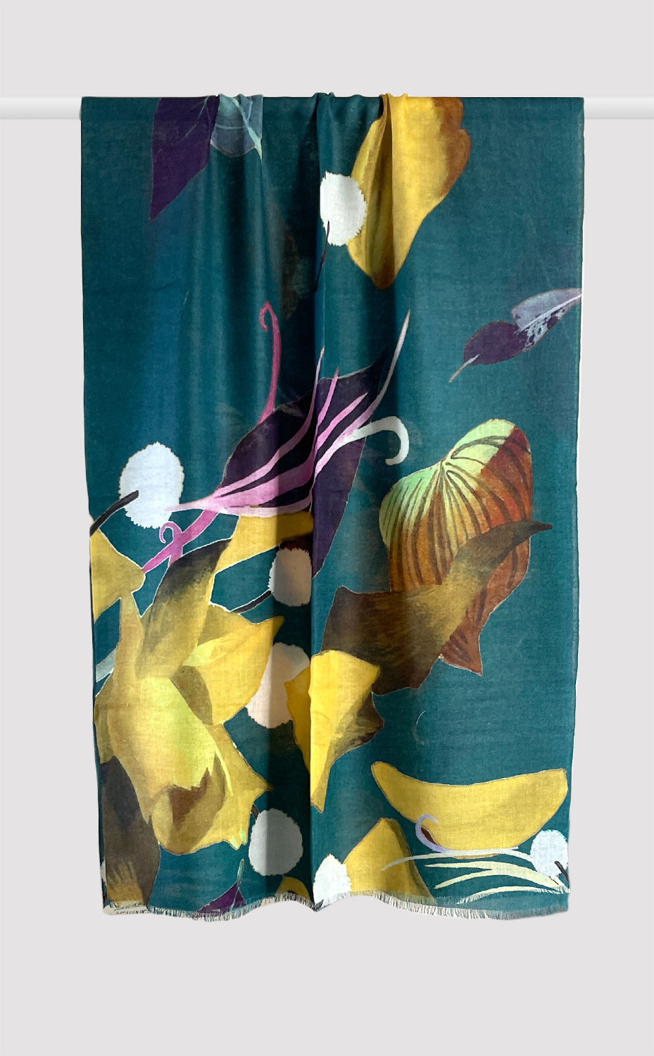 Teal Flora Printed Stole