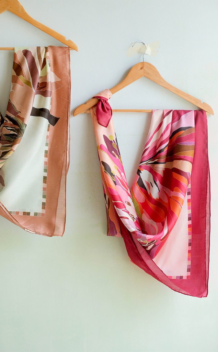 Garnet Flora Silk Scarf
