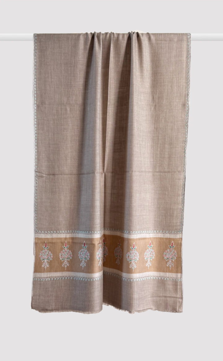 Pashmina Hand-Embroidered Soft Cedar Stole