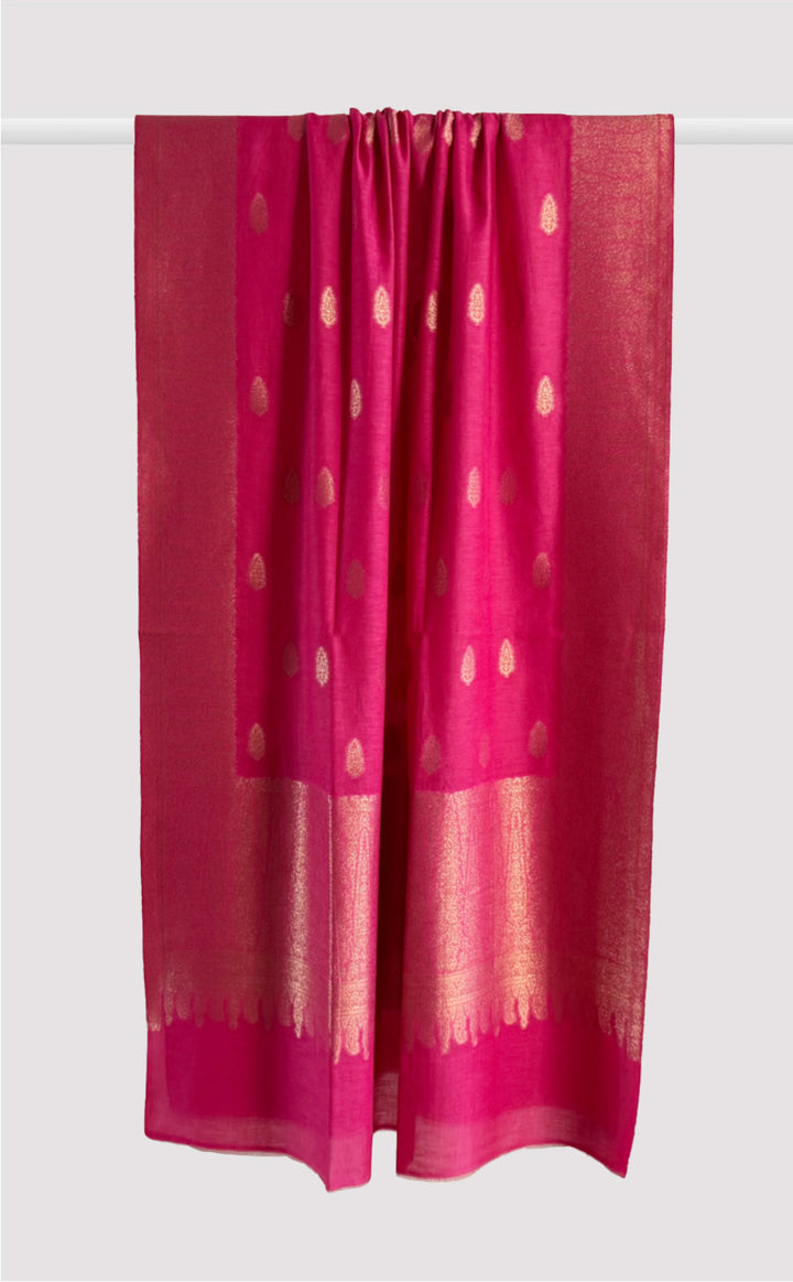 Pink and Gold Zari Kani Shawl