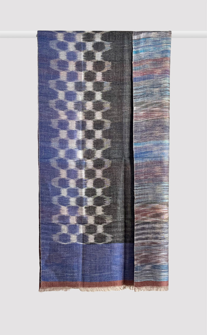 Pashmina Indigo Ikat Reversible Stole