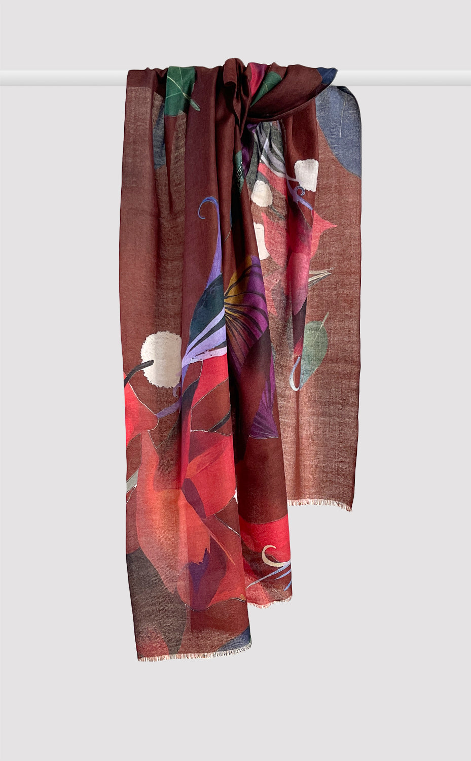 Maroon Flora Printed Stole
