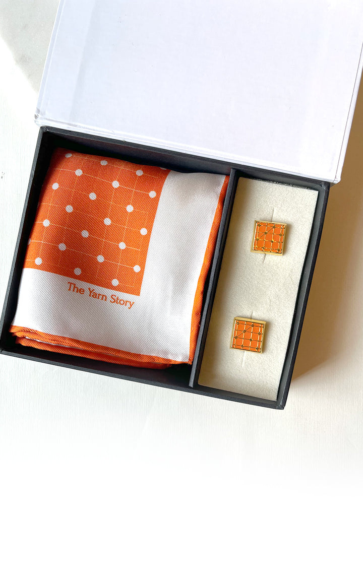 Tangerine Polka Set for Him