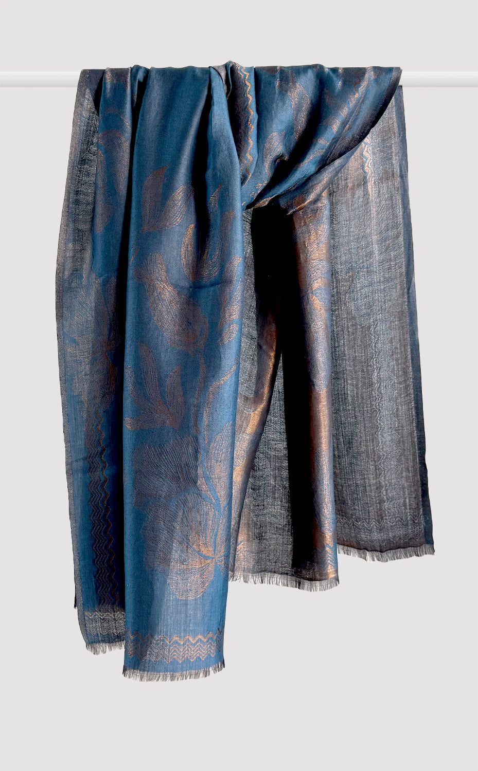 Cobalt Floral Zari Shawl