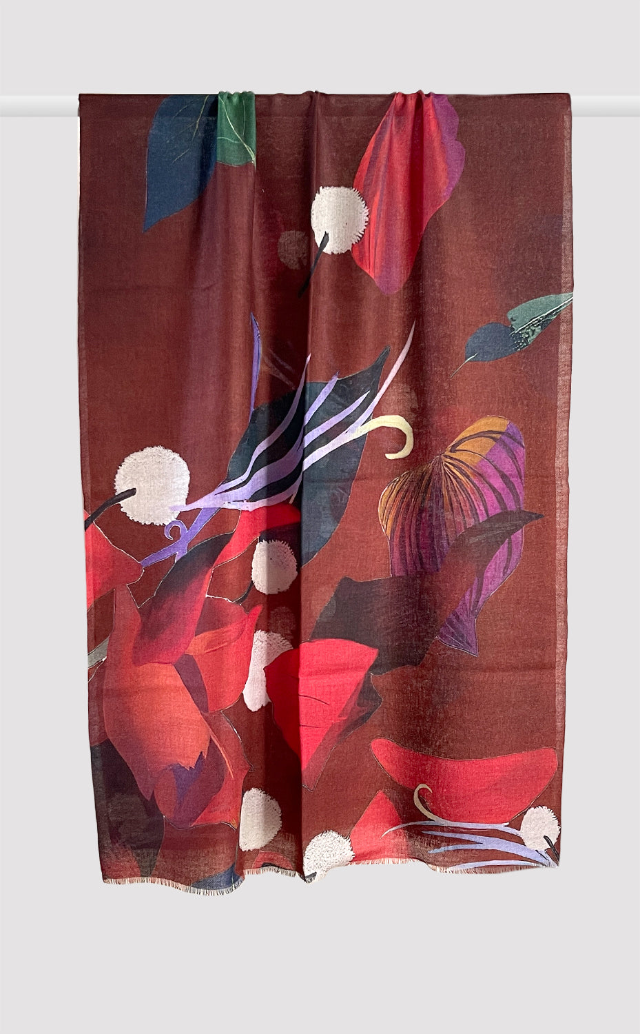 Maroon Flora Printed Stole