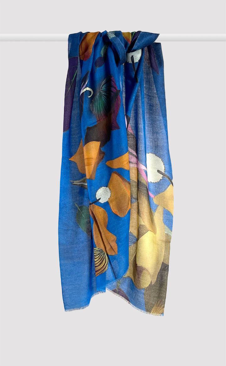 Azure Flora Printed Stole