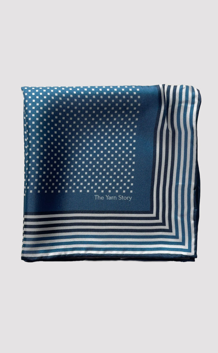 Aqua Pixel Stripe Pocket Square