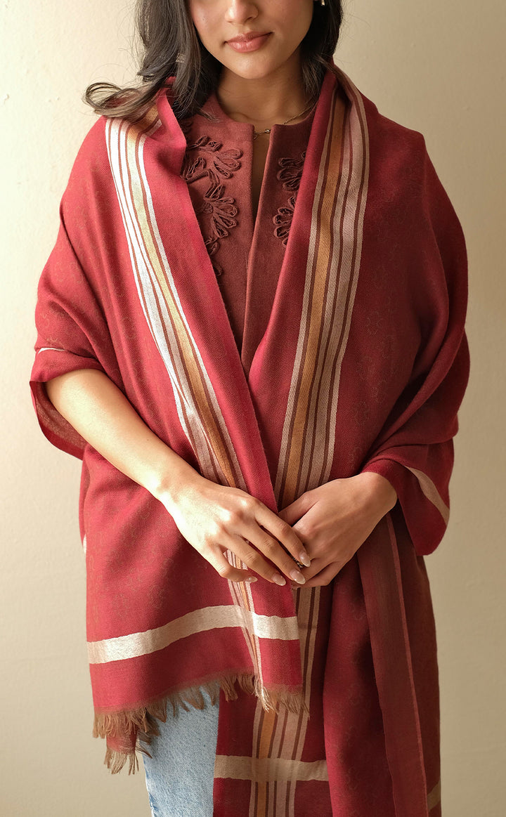 Wool Silk Jacquard - Mahogany