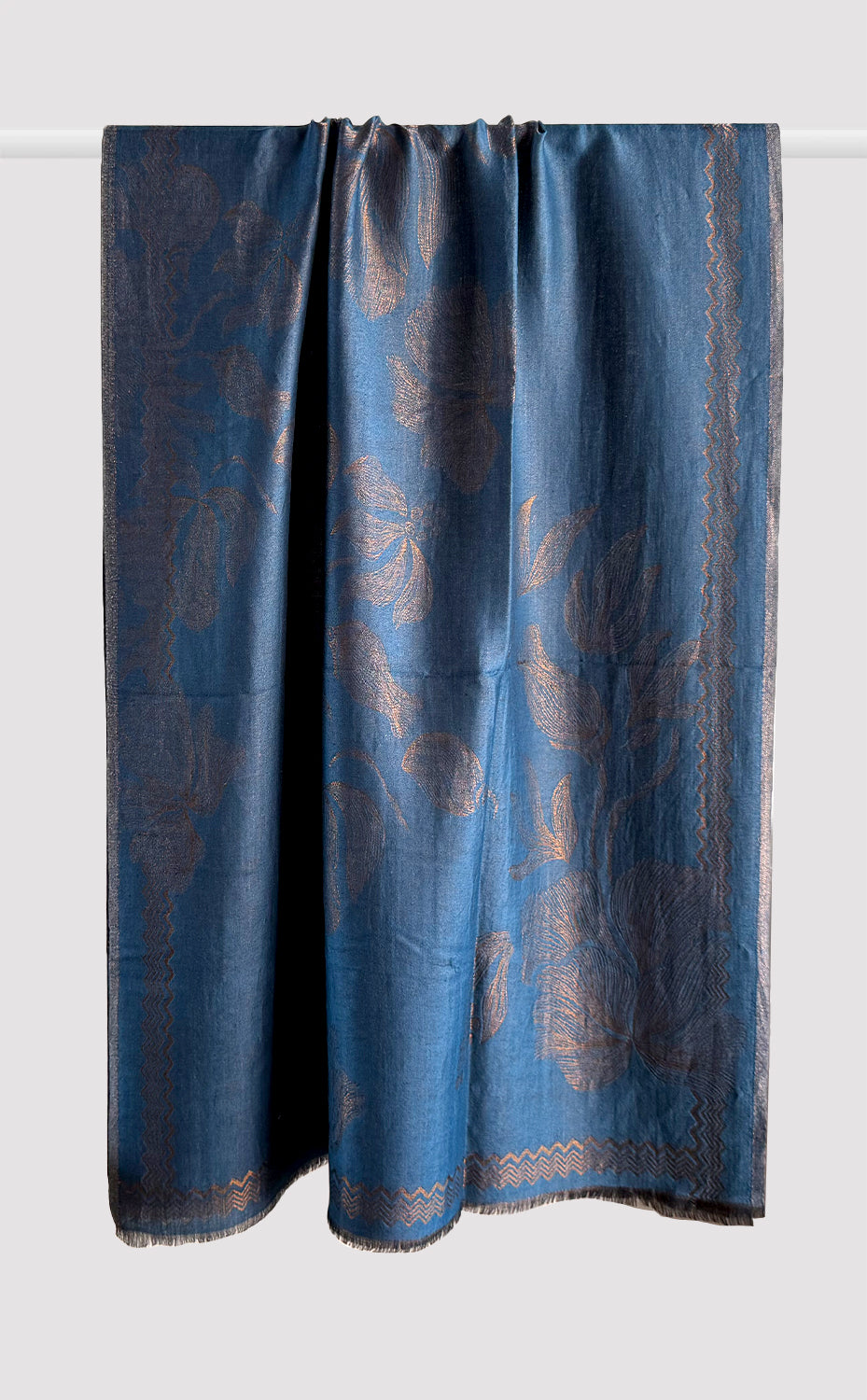 Cobalt Floral Zari Shawl