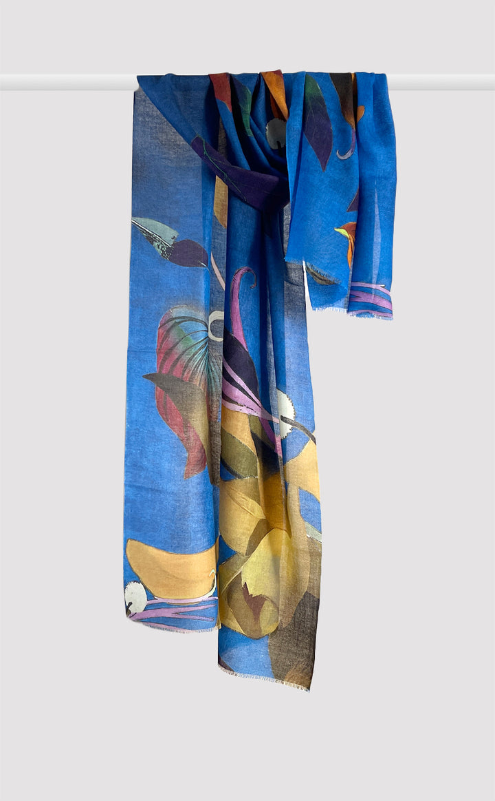 Azure Flora Printed Stole