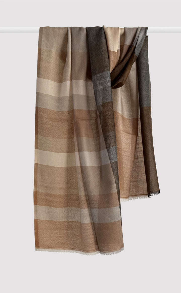 Mocha Blocked Merino Muffler