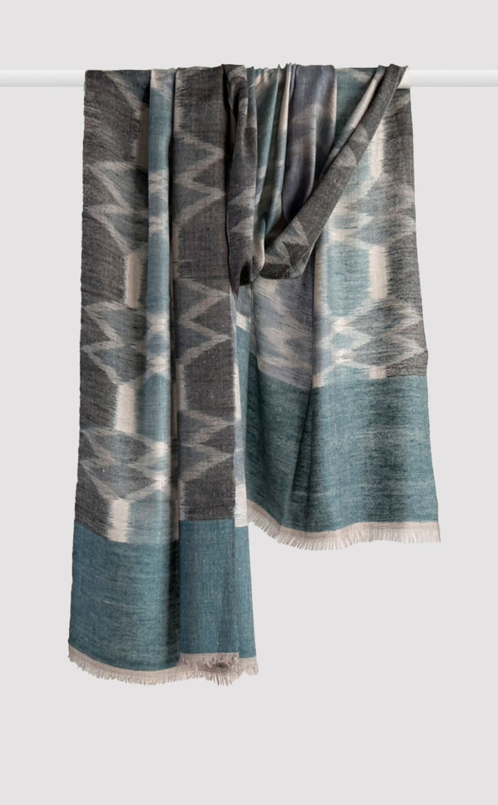 Pashmina Marine Mist Ikat Stole
