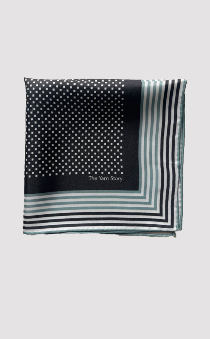 Ebony Pixel Stripe Pocket Square