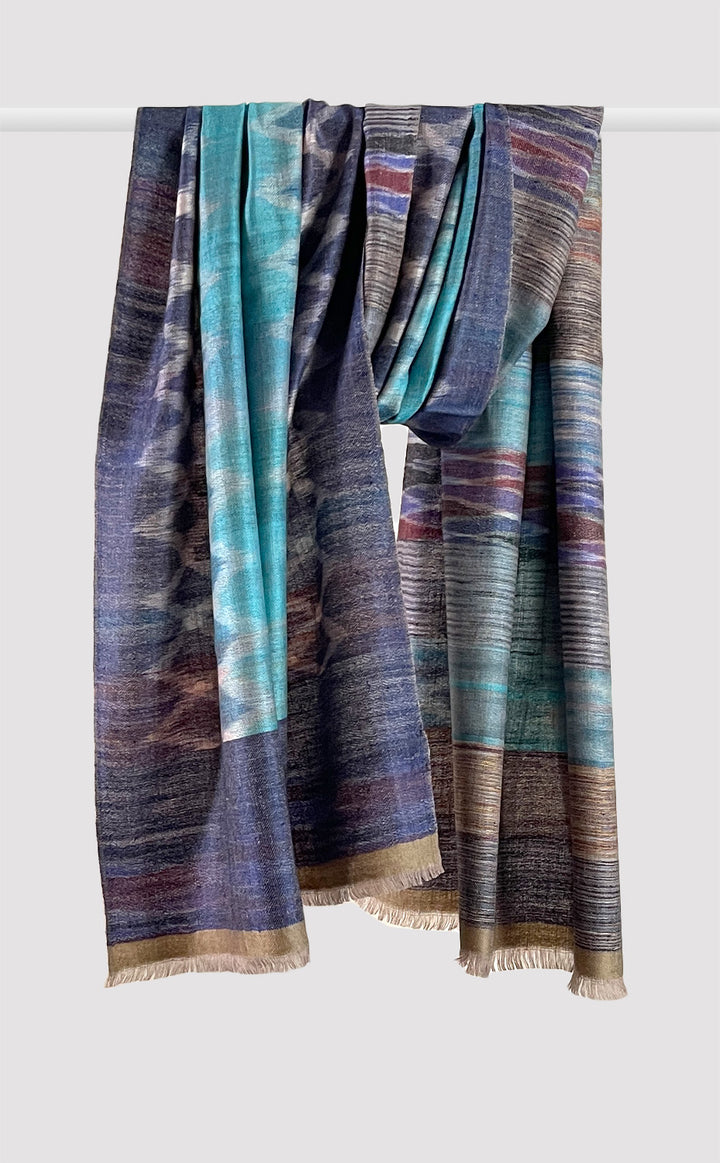 Pashmina Sapphire Ikat Reversible Stole