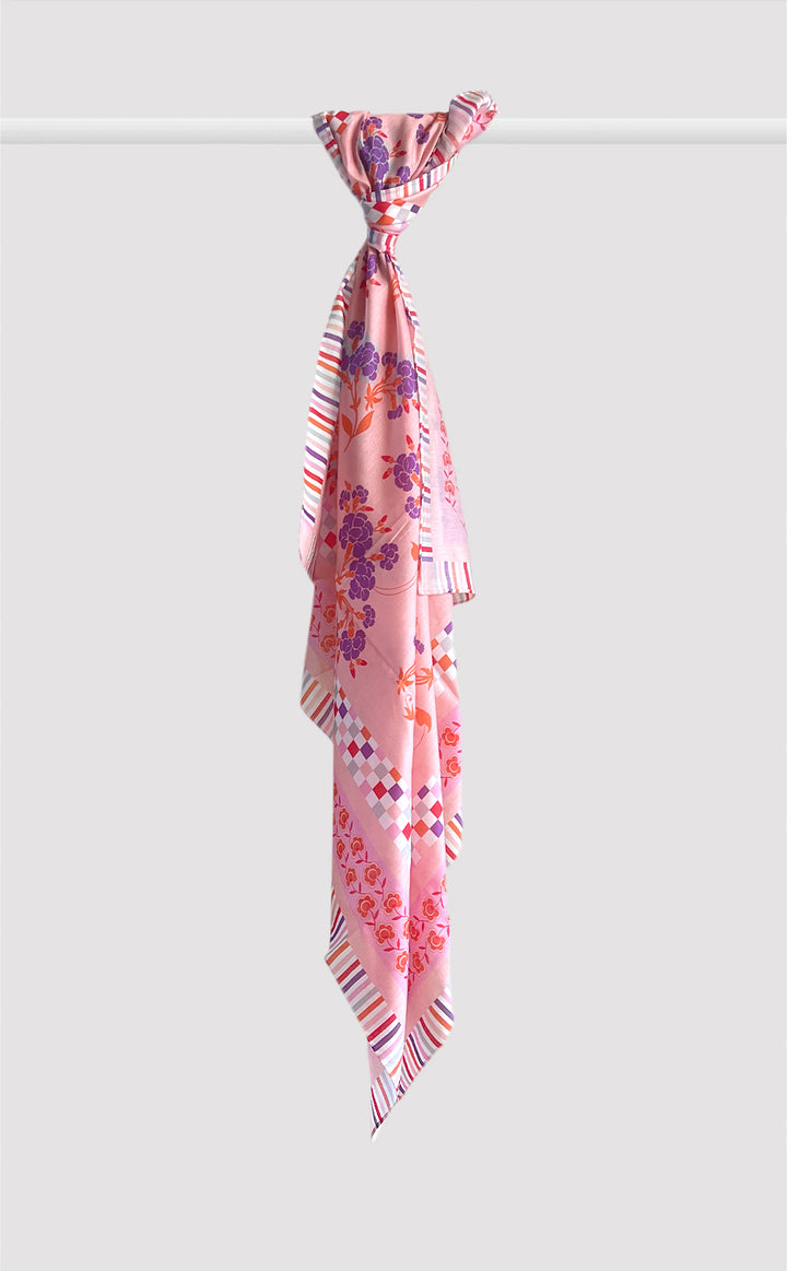 Rose Floral Checks Scarf