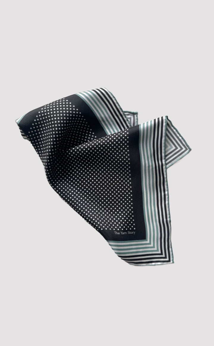 Ebony Pixel Stripe Pocket Square